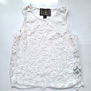 Anthropologie James Coviello Open Lace Sleeveless White Top